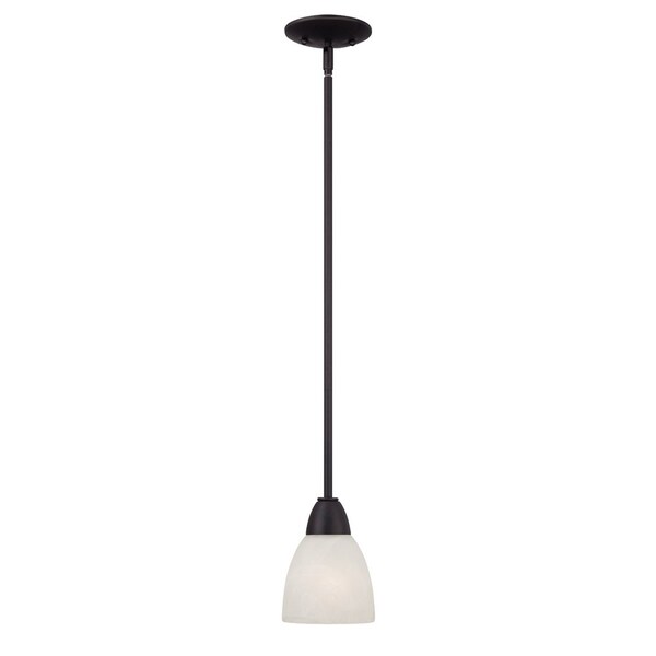 Designers Fountain Torino 100 Watt 1 Light Oil Rubbed Bronze Mini-Pendant with Alabaster Glass Shade 15005-MP-34 - main